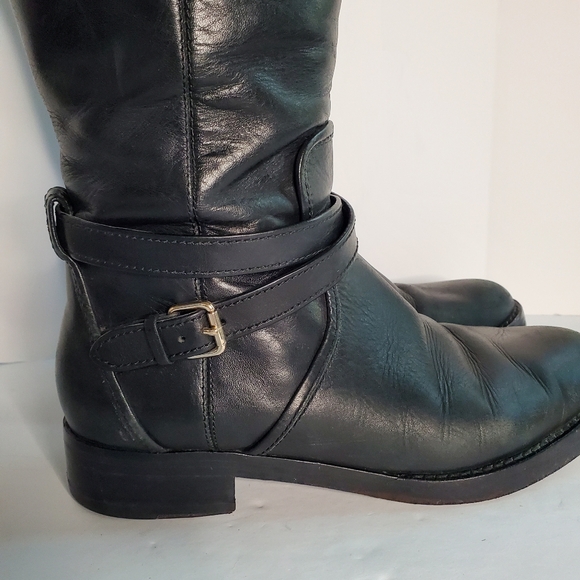 COACH Elm Knee High Riding Leather Boot Black/Saddle Size 7.5 - Picture 3 of 11